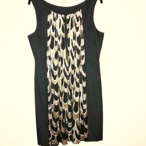Trina Turk LBD with metallic foil train Sz 10